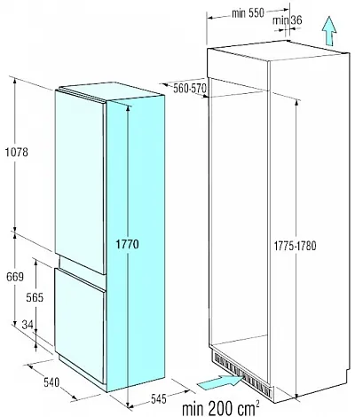 vestavná lednice mrazák dole Mora VC 1822