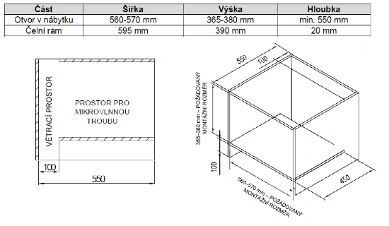 vestavná kombinovaná kompaktní trouba Kluge KTM2020B s otevíráním dolů