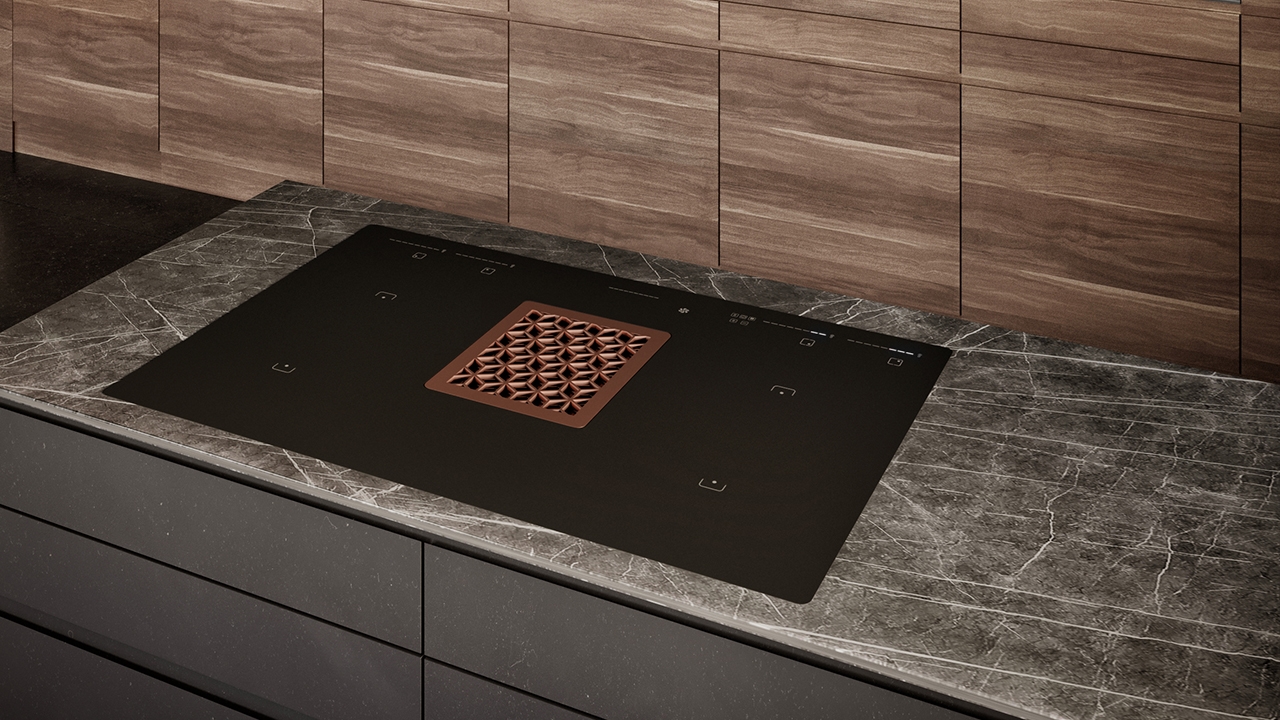 indukční varná deska s integrovaným odsavačem Wizard Copper (CDB8001CR)