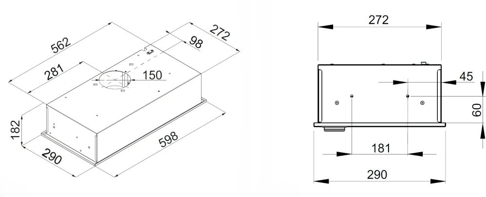 Vestavná digestoř Kluge KOV6620BLG