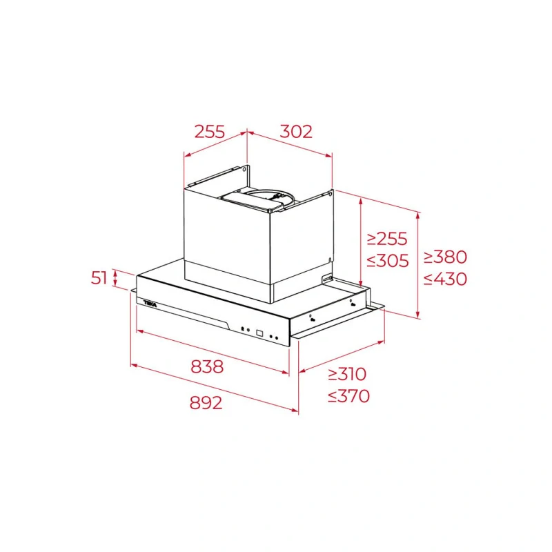 Vestavná digestoř Teka GFI 97350 ECS IX 110/60 kit